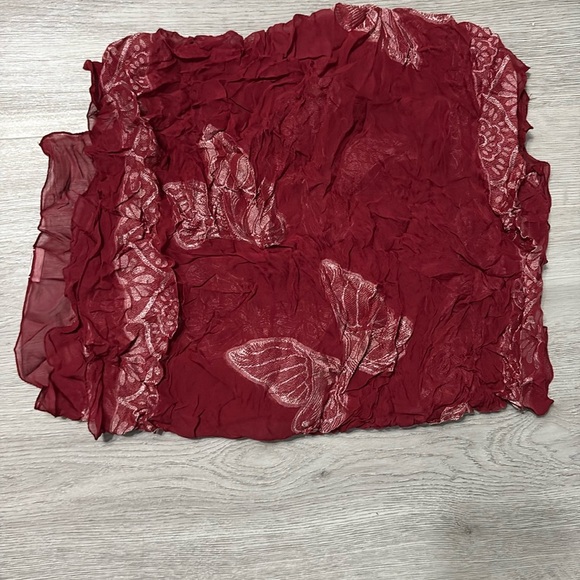 Citron Red Butterfly Patterned Scarf - Picture 1 of 1